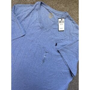 New Polo Ralph Lauren Mens Short Sleeve V-Neck T-Shirt XXL Blue Cobalt Heather